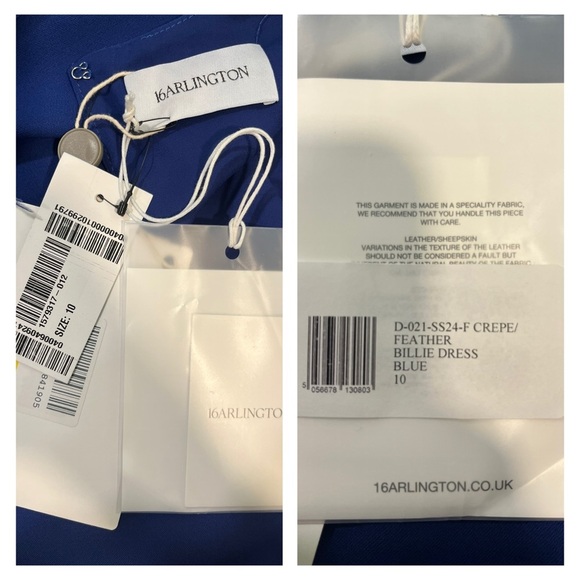 16Arlington Billie Dress Blue Feather Trim Midi Size 6 Cocktail Formal Party NWT - Picture 14 of 15